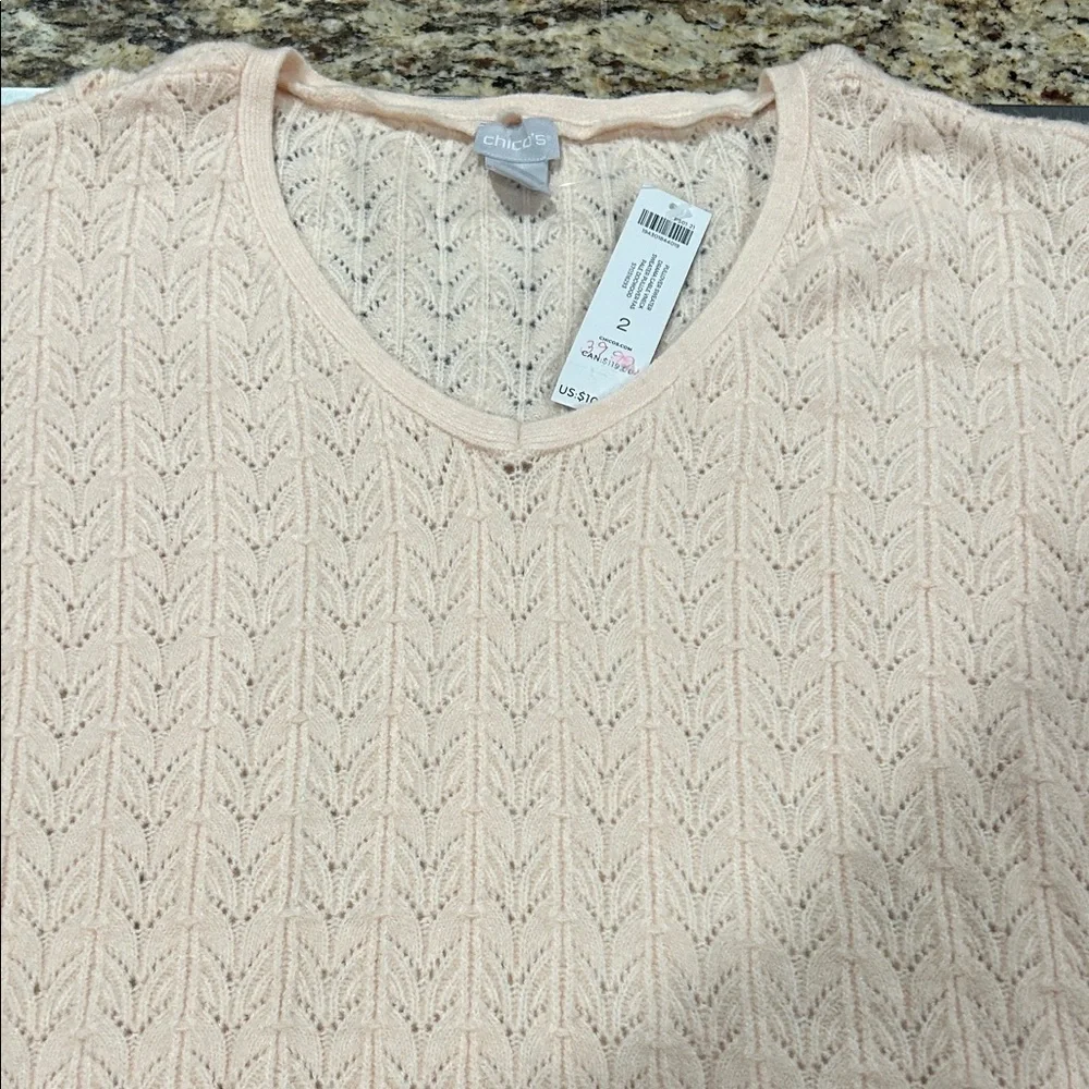 Chico's Light Tan V-Neck Sweater - Picture 1 of 4
